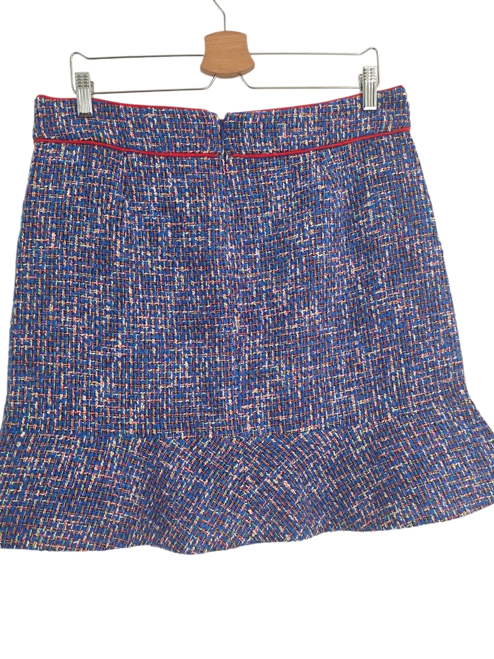 J. CREW NWT Tweed A-Line Skirt Blue Multi Size 12 Fabric Made In Italy - Picture 3 of 7